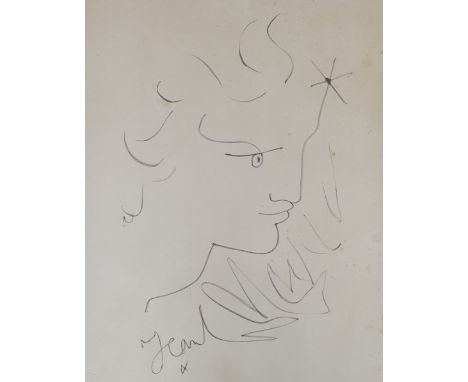 Jean Cocteau (1889-1963), lithograph, Head study, signed in the plate, numbered 25/50 in pencil, 40 x 33cm