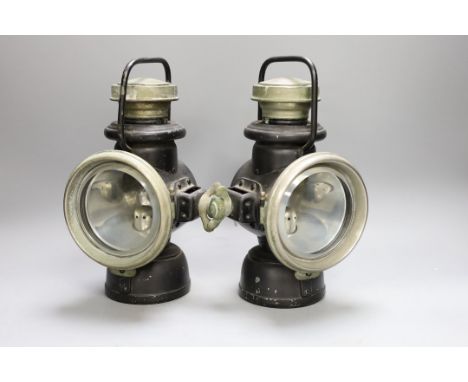 A pair of Powell &amp; Hammer Birmingham automobile lamps, 26cm