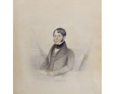 Early 19th century English School, pencil and watercolour, Half length portrait of a gentleman, indistinctly signed Penry 183