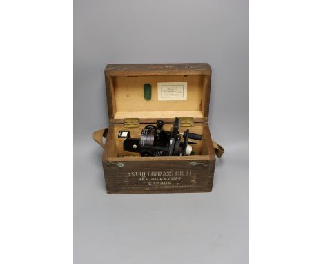 A cased Astro Compass MK. 11, ref. no. GA/1174, Canada,compass 19cms high,