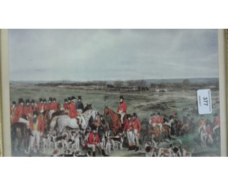 Two coloured hunting prints and a pair of prints after Peter Scott