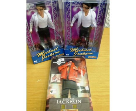 2 MICHAEL JACKSON DOLLS AND A MICHAEL JACKSON OUTFIT