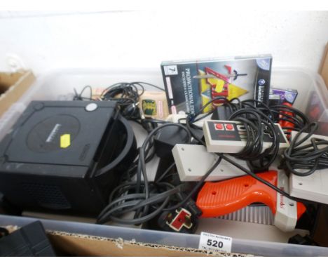 GAMECUBE 2 NES CONSOLES, CONTROLLERS, LIGHT GUN AND ASSORTED GAMECUBE AND NES GAMES