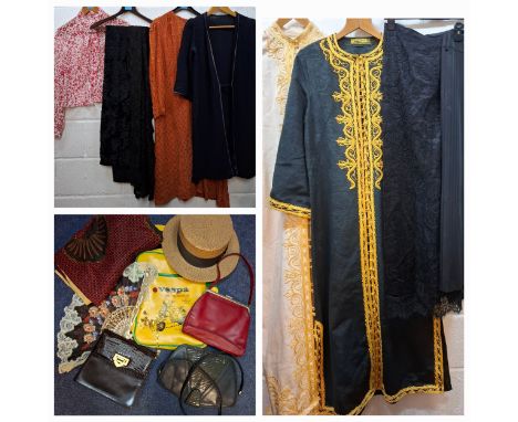 Mixed vintage fashion to include 2 Egyptian embroidered kaftans, one in white approx 38" chest and one in black approx 38" ch
