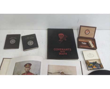 Militaria to include a First World War medal inscribed PTE.H.OOCESHILL, two books; one titled 'Celebrities of the Army' and '