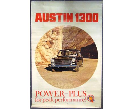 AUTOMOBILIA - ASSORTED  comprising an Austin 1300 Power Plus poster, lithographed by The Nuffield Press, Cowley, Oxford, 76cm