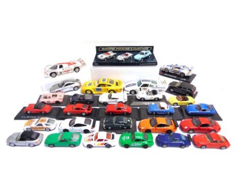 THIRTY ASSORTED PORSCHE DIECAST MODEL CARS  mainly 1/43 scale, most mint or near mint, all unboxed.