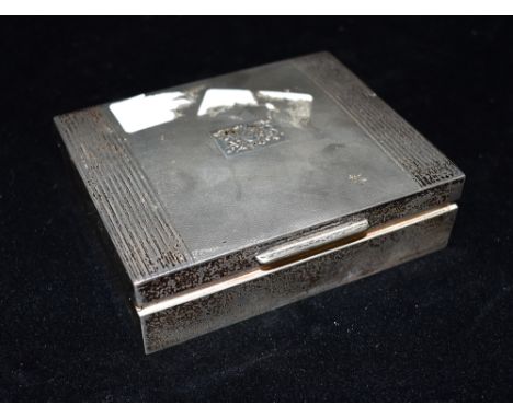 SILVER TRINKET BOX BY MAPPIN &amp; WEBB Lined with camphor wood with engine turned decoration to lid and central monogrammed 