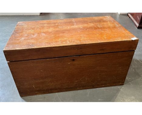 A CAMPHOR TRAVELLING TRUNK  with metal handles to each end, removable tray to interior, 85cm x 48cm, 43cm high Condition Repo