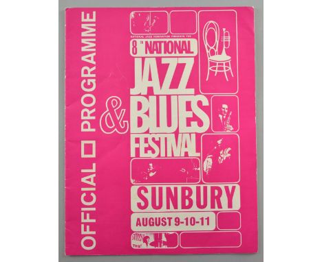 National Jazz Blues Festival programme, Sunbury, 1968, acts included Deep Purple, T-Rex Jethro Tull, Traffic, Taste, Fairport