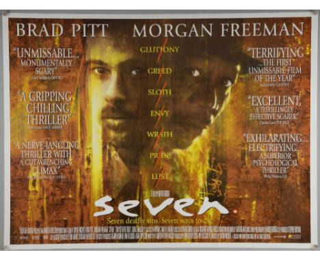 Seven (1995) British Quad film poster, starring Brad Pitt & Morgan Freeman, New Line Cinema, rolled, 30 x 40 inches