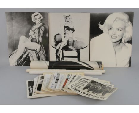 80+ vintage promotional black & white photographs & front of house cards, mainly 10 x 8 inches, stars & films including Roger