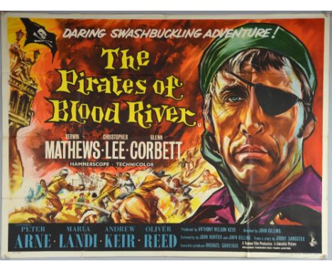 The Pirates of Blood River (1962) British Quad film poster, starring Christopher Lee, Hammer Film Production, folded, 30 x 40
