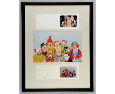 Arthur English, Clowns Convention Bognor, '92', signed, oil on canvas laid on board, with a photograph of the actor and a sig