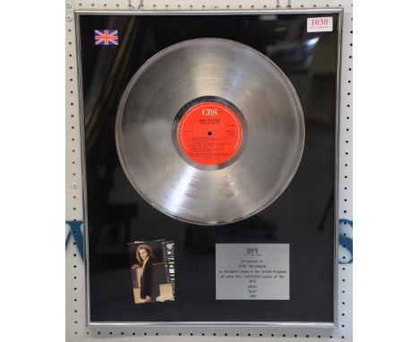 BPI Presentation Disc error, Michael Bolton platinum disc with plaque for Michael Jackson plaque for the Epic Album Bad, fram