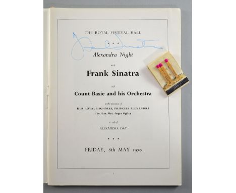 Frank Sinatra signed programme for his performance at The Royal Festival Hall in 1970 along with a personalised matchstick ho