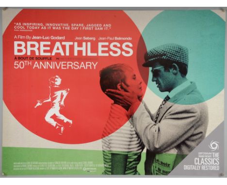 Breathless (R-2010) British Quad film poster, written & directed by Jean Luc Godard, from an original treatment by Francis Tr