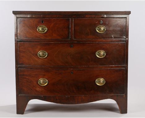 Victorian mahogany bowfront chest of drawers, the bowfront top above two short and two long drawers raised on bracket feet, 9