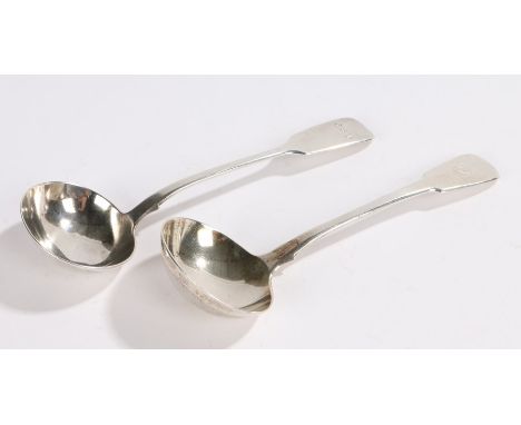 George III silver ladle, London 1816, makers William Eley &amp; William Fearn, the fiddle pattern handle initialled P, Victor