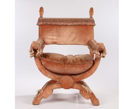 Renaissance revival armchair, of large proportions, the finial capped back above an arched seat flanked by arms above a confo