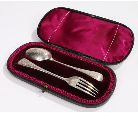 Victorian silver christening set, London 1891, maker William Hutton &amp; Sons (Edward Hutton), consisting of fork and spoon,