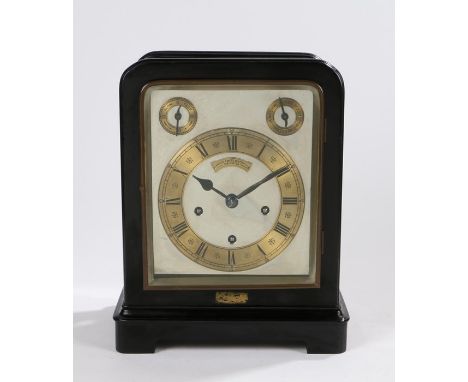 Unusual early 20th Century bracket clock, Anglo Swiss Watch Co, Calcutta, the ebonised case with glass top, sides and back, t