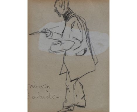Charles Paul Renouard, (1845-1925) Pencil sketch of a figure, Nomad Galleries label to the reverse, 9.5cm x 12.5cm