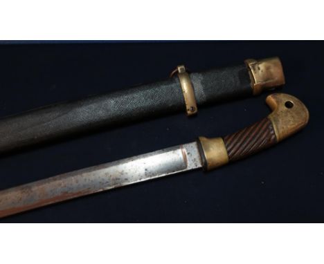 Russian 1881 patterned Private Ranks Cossack Shaska Sabre with 31 1/2 inch blade stamped No 29, with brass mounts and ribbed 