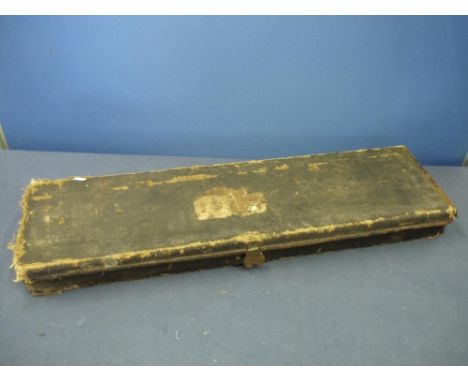Vintage canvas and leather bound gun case with trade label for Cogswell and Harrison, 142 New Bond Street, London 
