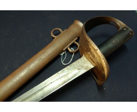 1885 British Cavalry Sabre complete with steel scabbard and Maltese cross guard, with 33 1/4 inch single fullered blade 