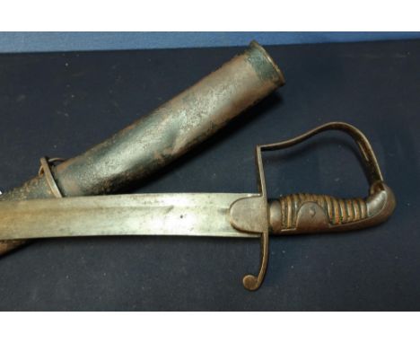 1796 pattern British Cavalry Sabre with 27 inch curved broad single fullered blade, the back strap engraved ?Gill, complete w