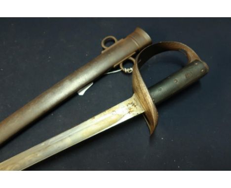 1885 pattern British Cavalry Sabre complete with steel scabbard and Maltese Cross guard, with 33 1/4 inch single fullered bla