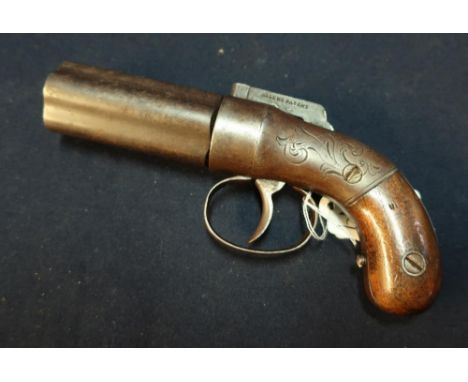 American Allan &amp; Thurber of Worcester 5 shot .31 percussion cap pepperbox revolver circa 1845, with two piece wooden grip
