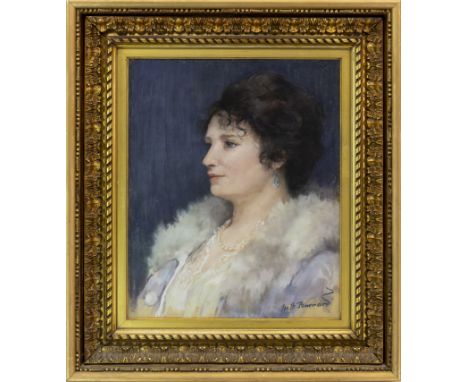 BRITISH SCHOOL,
PORTRAIT OF A LADY
pastel on paper, signed indistinctly
52cm x 42cm
Framed and under glass