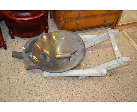 Large metal and wood framed acetylene railway lamp -