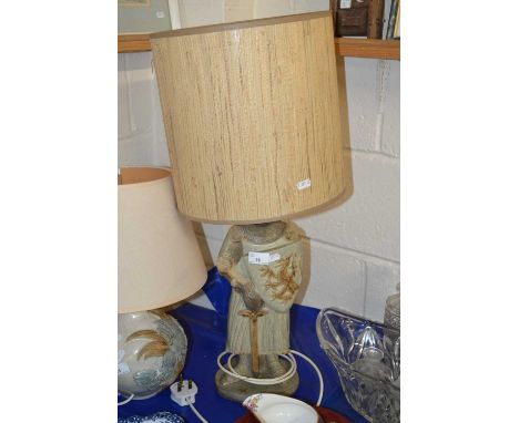 A Bernard Rooke table lamp, the base formed as a medieval knight