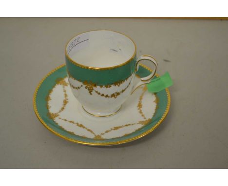 A Shelley cup and saucer together with a Dresden cup and sauce of quatro lobe form decorated with flowers