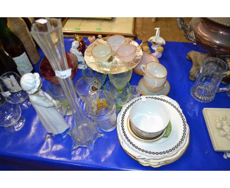 Mixed Lot: Various drinking glasses, vintage glass cups and saucers, various ornaments etc