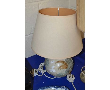 A Bernard Rooke pottery table lamp decorated with butterflies