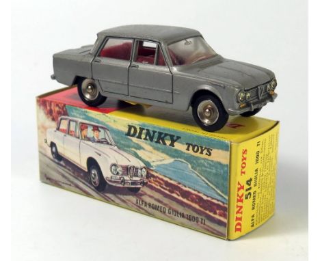 French Dinky 514 Alfa Romeo Giulia 1600ti in metallic grey, boxed _ Near mint, box slightly creased AND French Dinky 519 Simc