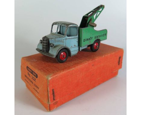 Rare Dinky 25x Commer Breakdown Lorry in light blue with green back, red cast tyres, pre 'Made in England', spare wheel, non 