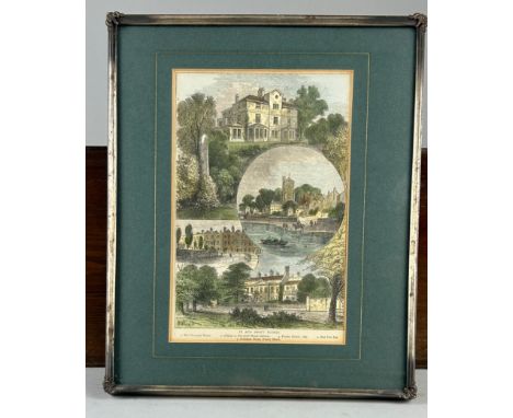 PUTNEY INTEREST: AN UNUSUAL HAND COLOURED PRINT 'IN AND ABOUT PUTNEY' DEPICTING THE FIREPROOF HOUSE 1825, Signed W. Prior. 22