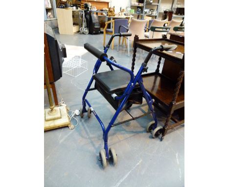 Invalid walker with seat and storage box