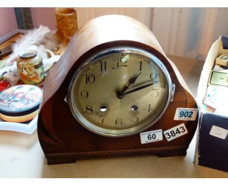 Vintage wood cased chiming mantle clock