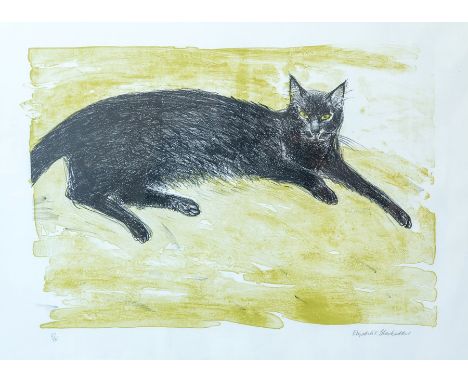 Dame Elizabeth Blackadder R.A. R.S.A. (Scottish, 1931), Black Cat, signed l.r., lithograph, blind stamp l.r., limited edition