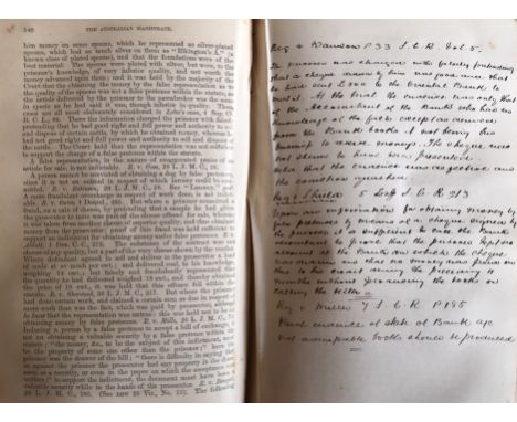 Australian Legal History Interest. Plunkett's Australian Magistrate, Sydney: J. J. Moore, 1866, extensive manuscript notes an