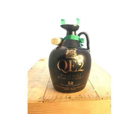 QE2 Single Malt Scotch Whisky 26 2/3 fl ounce bottle in presentation box.