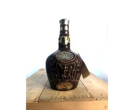 Three old bottles of Chivas Royal Salute 21 years old Scotch Whisky. Two green and one brown. All in original boxes. Region: 