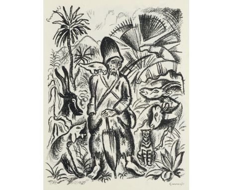 Seewald, Richard - - Daniel Defoe. Robinson Crusoe. Mit 2 signierten Original-Lithographien u. 85 Zeichnungen von Richard See