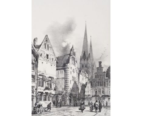 Deutschland - - André Durand. (1807 - 1867). Sammlung von 4 Ansichten von Lübeck. Um 1840. Je Lithographie auf festem Papier.